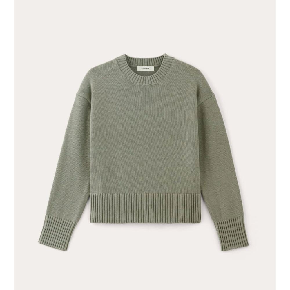 Everlane The Boxy Sweater Everyday Cotton Sage Green Small - Picture 2 of 15